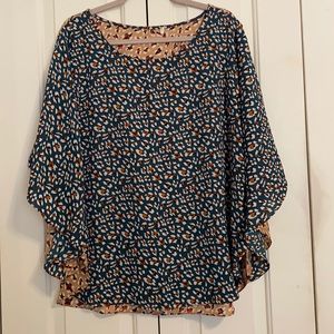 Boutique Brand Animal Print Poncho Style Top Size 1X